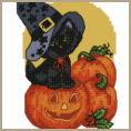 See Details of Halloween Kitty Cross-Stitch Pattern