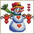 See Details of Hearts Snowman Cross-Stitch Pattern