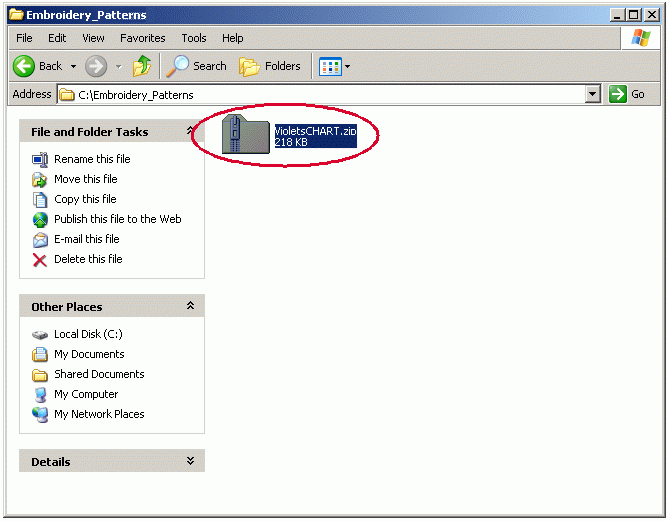 Locate the Folder with Embroidery Patterns Stored