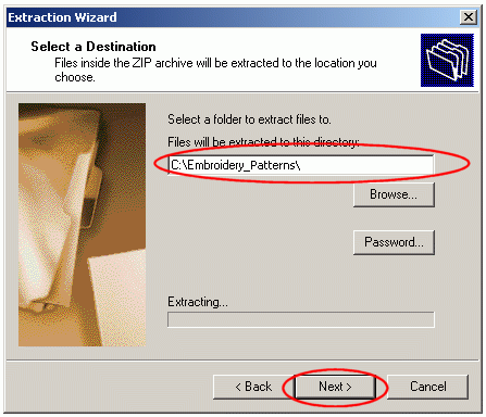 Choose Embroidery Patterns Folder to Extract